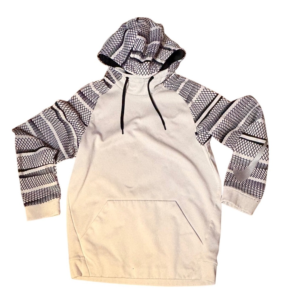Nike Dri Fit Hoodie White Graphic Print Raglan Sleeves‎ Athletic Pullover Size S